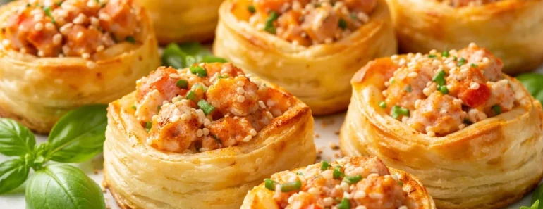 Crispy Puff Pastry Bites with Smoked Salmon and Paprika Feta