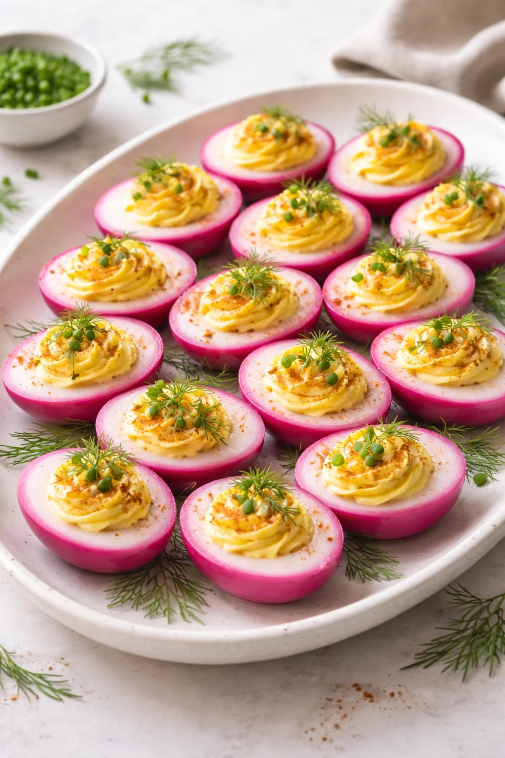 Festive Beet-Pickled Deviled Eggs