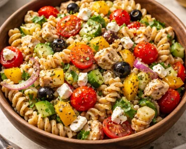 High Protein Greek Pasta Salad