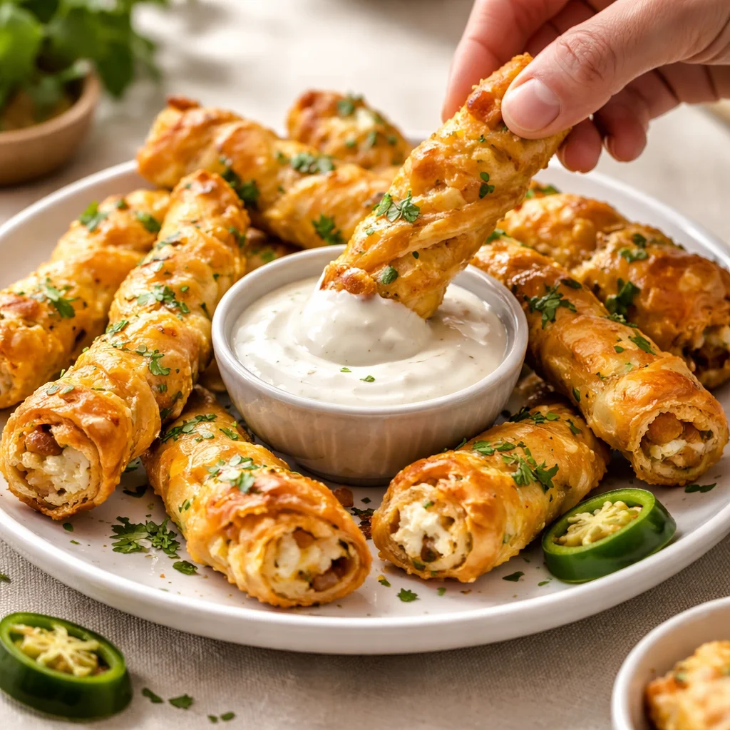 Jalapeño Popper Puff Pastry Twists served on a rustic wooden table