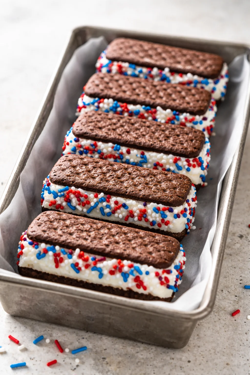 Patriotic Mini Ice Cream Sandwiches