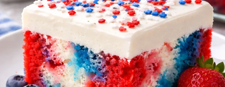 Patriotic Poke Cake | 4th of July Desserts, Fourth of July Cakes, Patriotic Desserts