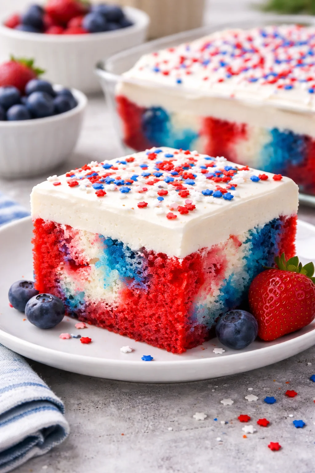 Patriotic Poke Cake | 4th of July Desserts, Fourth of July Cakes, Patriotic Desserts