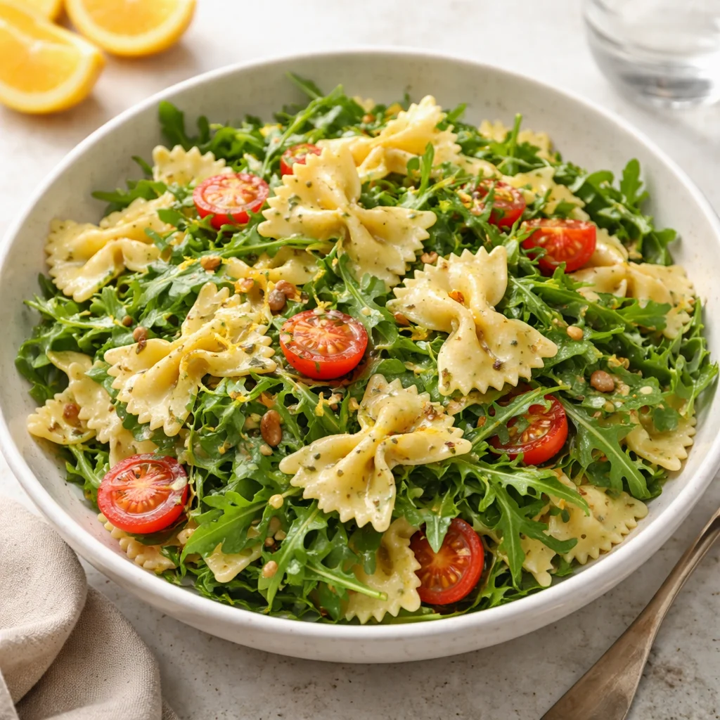 Tangy Lemon Arugula Pasta Salad