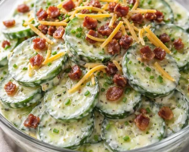 Creamy Cucumber Salad with Bacon and Cheese