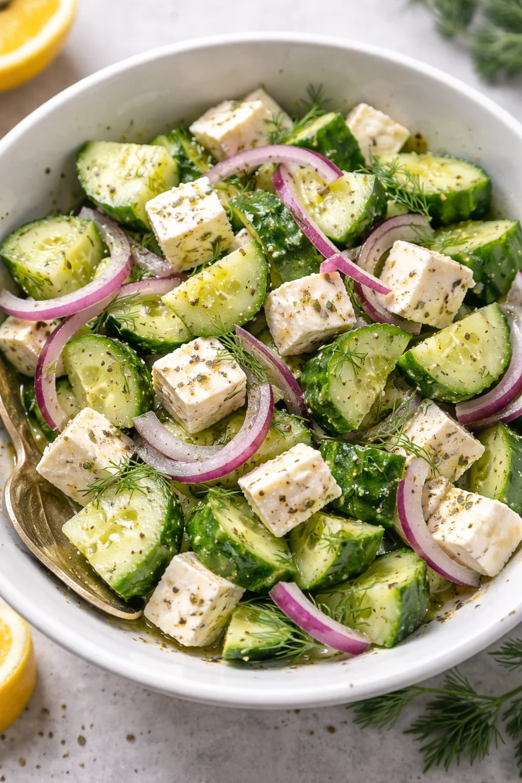 Cucumber Feta Salad with Lemon Greek Vinaigrette