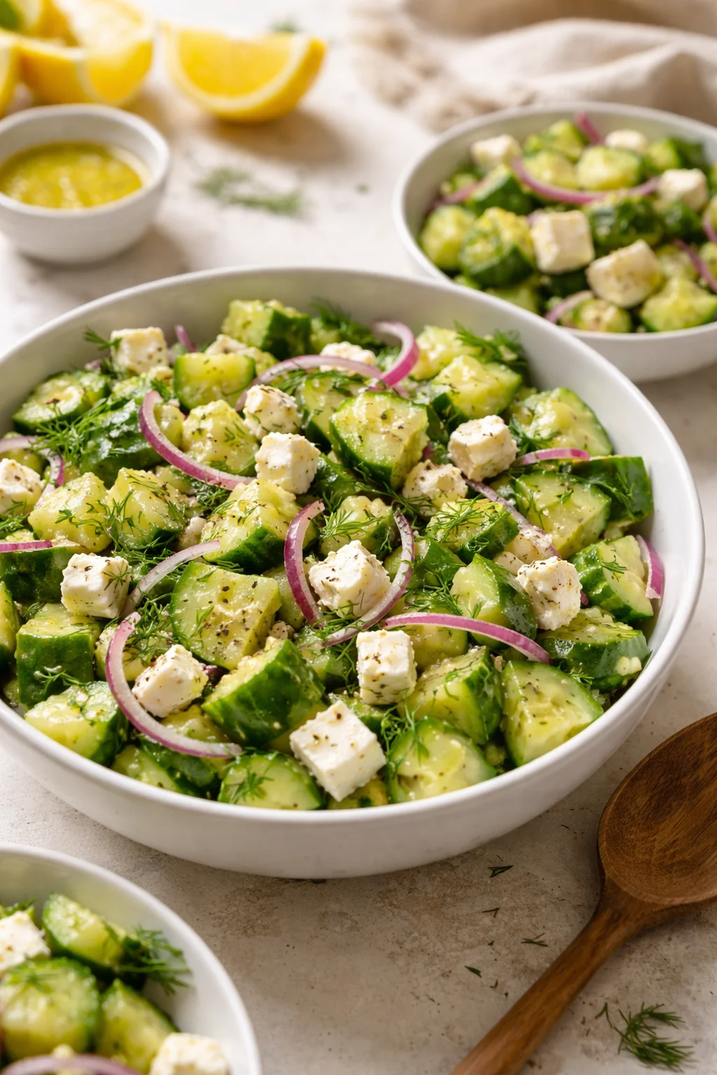 Cucumber Feta Salad with Lemon Greek Vinaigrette