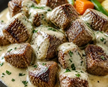 Garlic Butter Steak Bites with a Rich Parmesan Cream Sauce