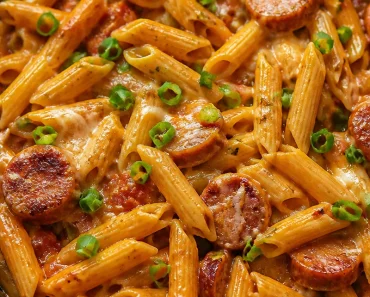 One Pan Cheesy Smoked Sausage & Pasta