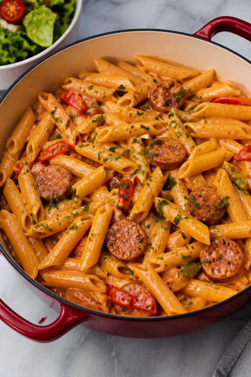 One Pot Creamy Kielbasa Pasta