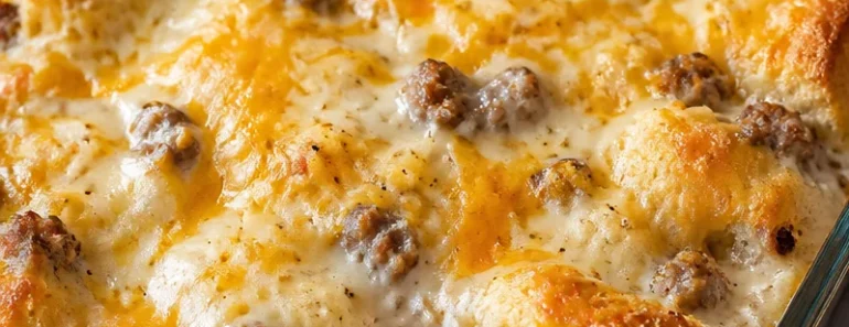 Biscuits and Gravy Breakfast Casserole