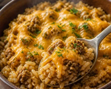 Cheesy Ground Beef and Rice Casserole Cheesy Ground Beef and Rice Casserole