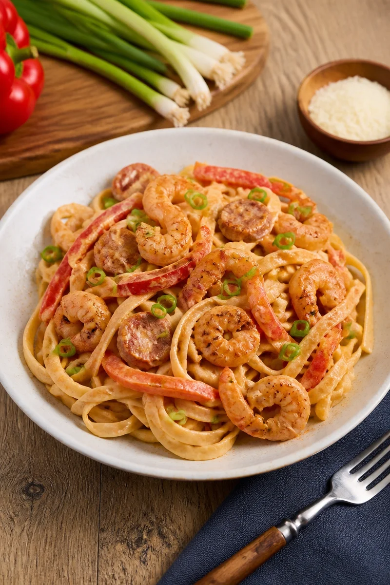 Creamy Cajun Shrimp Pasta with Andouille Sausage