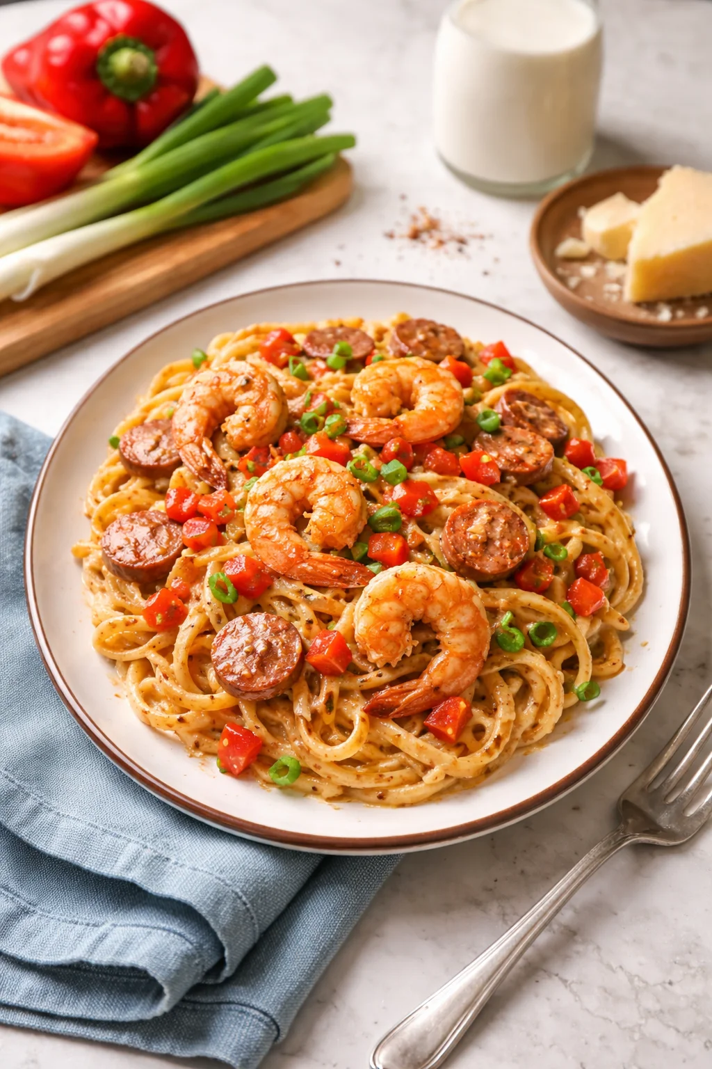 Creamy Cajun Shrimp Pasta with Andouille Sausage
