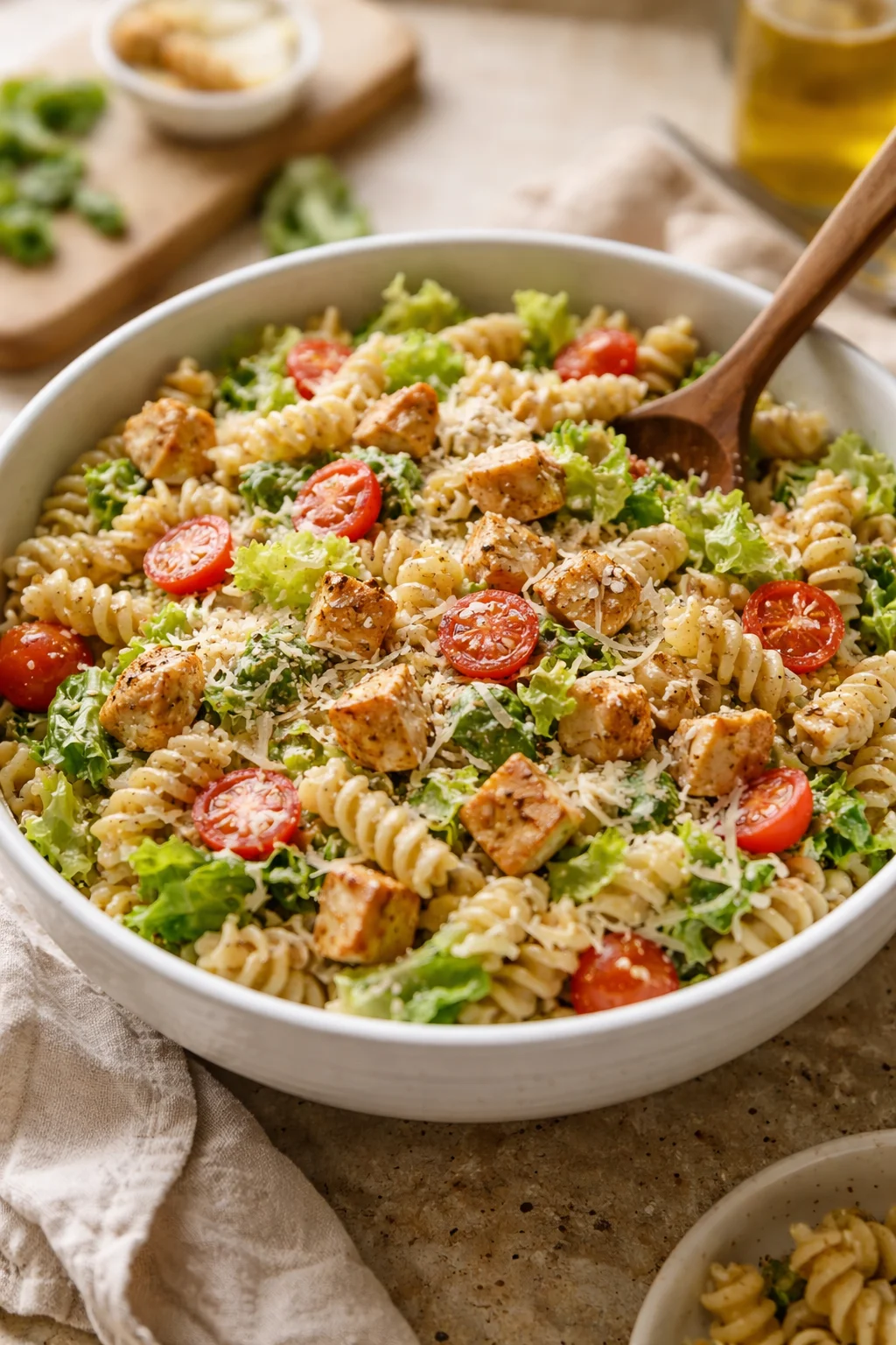Easy Chicken Caesar Pasta Salad
