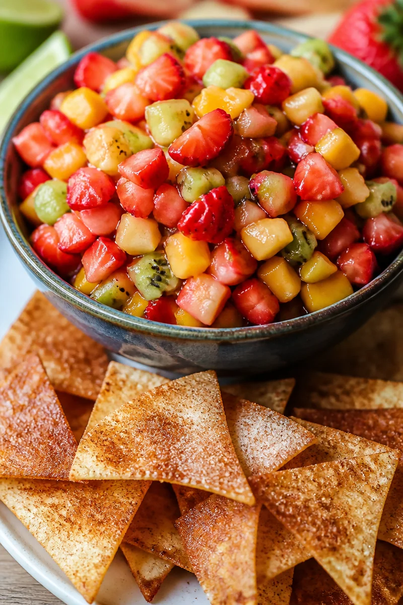 Fresh Fruit Salsa with Cinnamon Sugar Chips