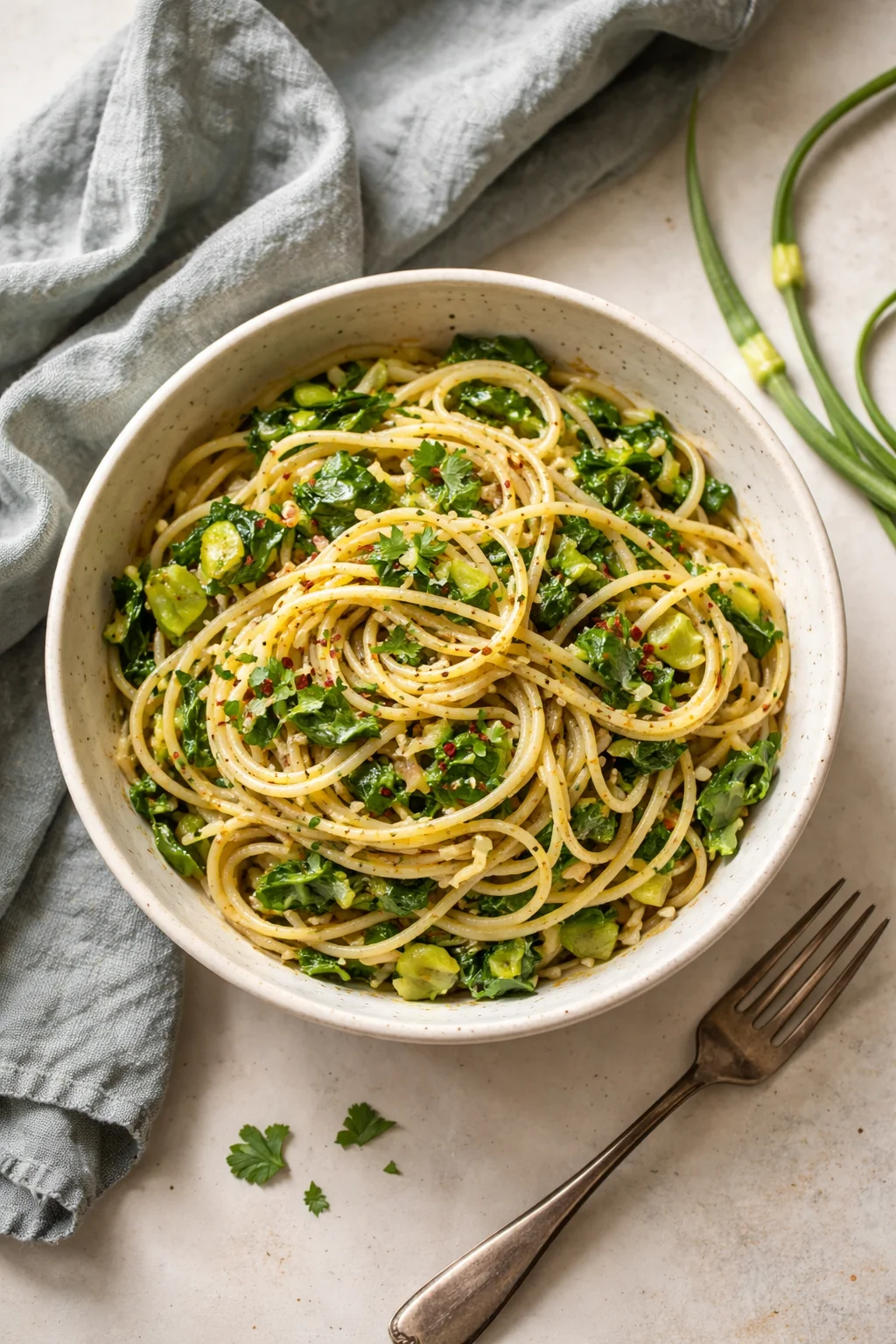 Garlic Scape Pasta (Vegan)