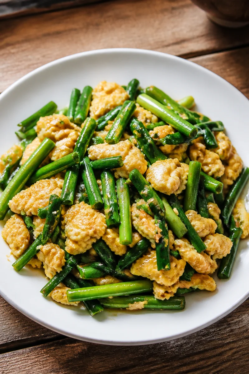 Garlic Scapes and Eggs Stir-Fry