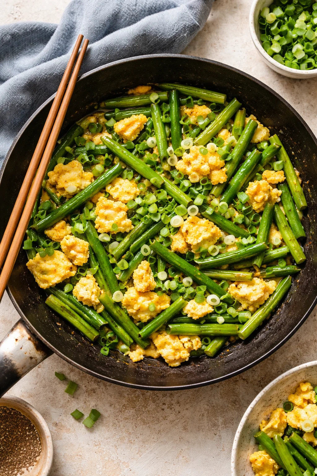 Garlic Scapes and Eggs Stir-Fry