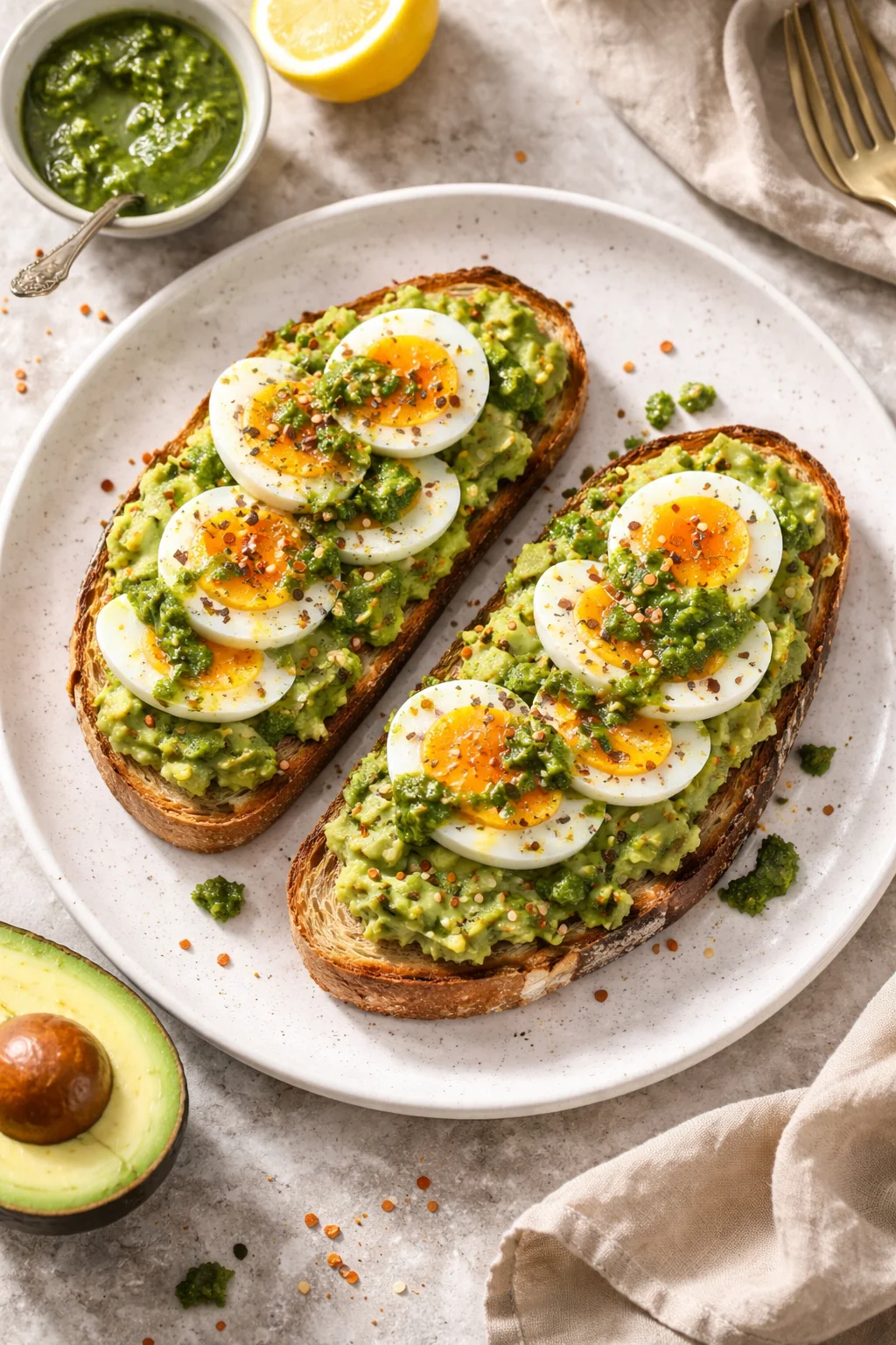 Healthy Avocado Toast with Pesto and Egg Recipe | Diet, Healthy Eating, Healthy Food