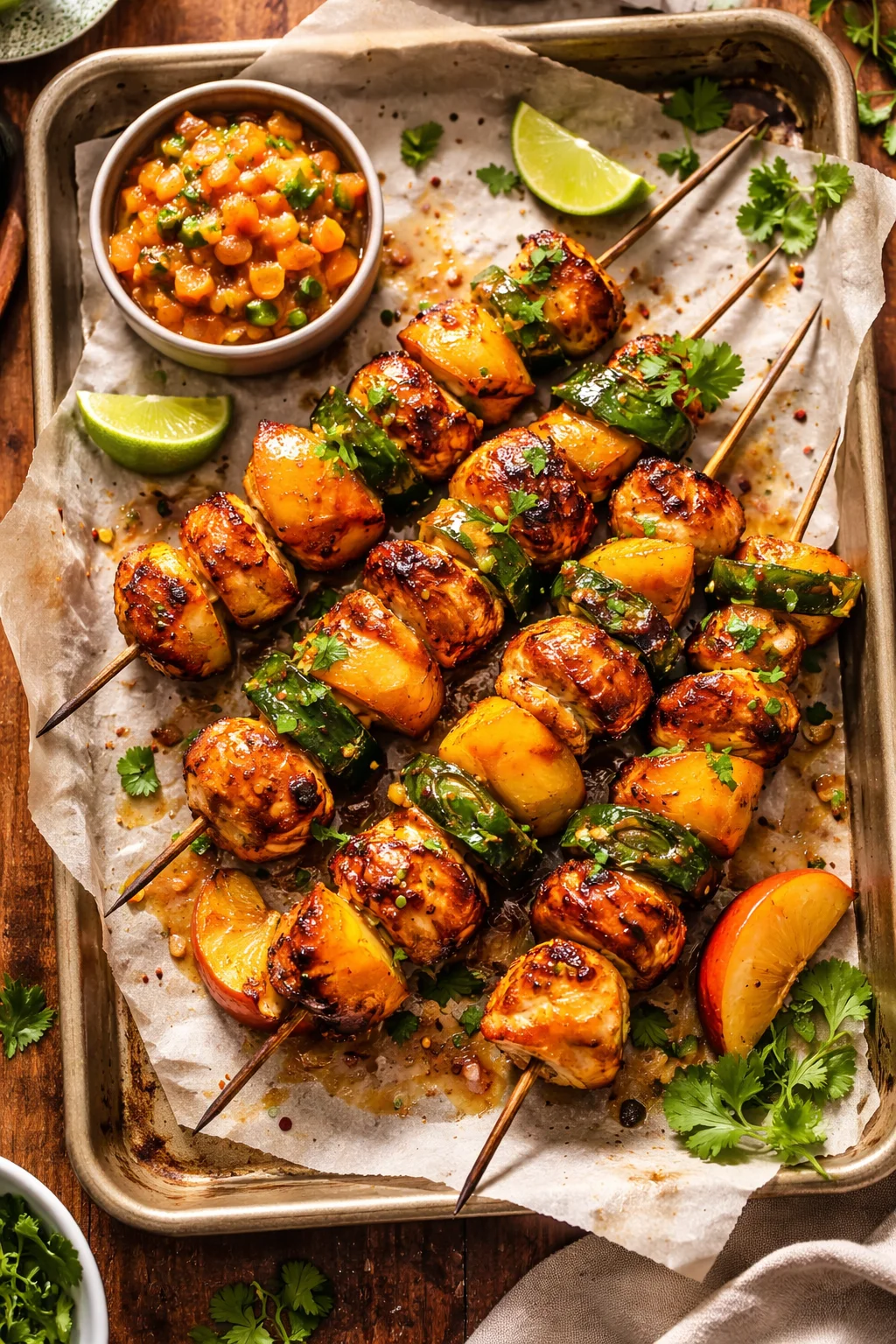 Jalapeno Peach Chicken Skewers