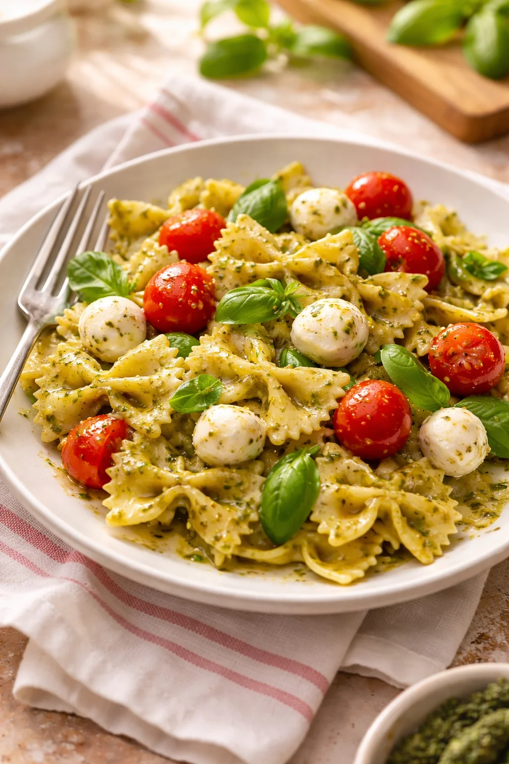 Pesto Caprese Pasta Salad