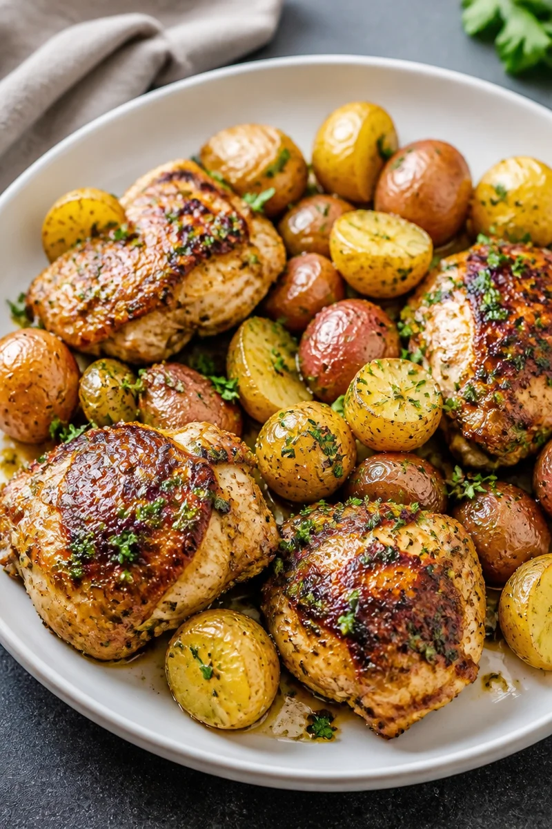 Sheet Pan Lemon Balsamic Chicken and Potatoes Made Easy!