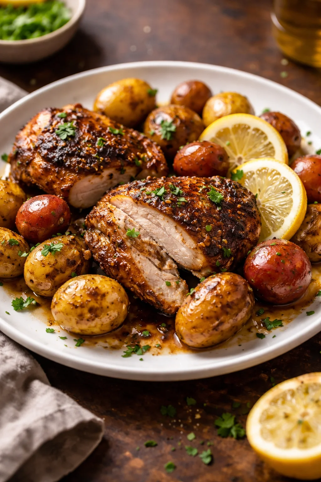 Sheet Pan Lemon Balsamic Chicken and Potatoes Made Easy!