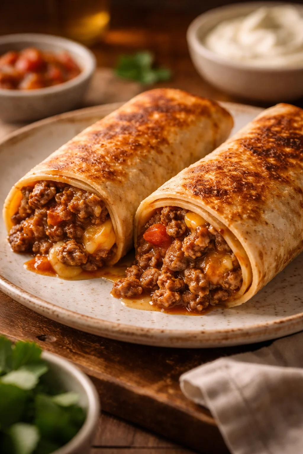 Beef and Cheese Chimichangas