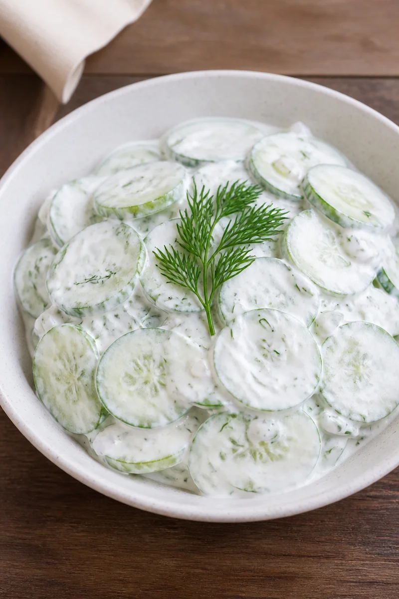 Creamy Cucumber Onion Salad with Sweet and Tangy Dressing | Cucumber Onion Sour Cream Salad, Cucumber and Onions in Sour Cream, Creamy Cucumber Salad with Sour Cream