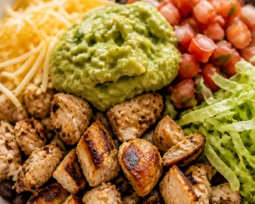 Grilled Chicken Burrito Bowl with Rice and Beans