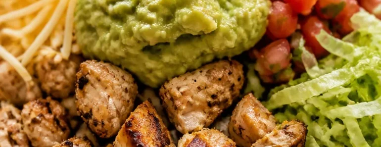 Grilled Chicken Burrito Bowl with Rice and Beans