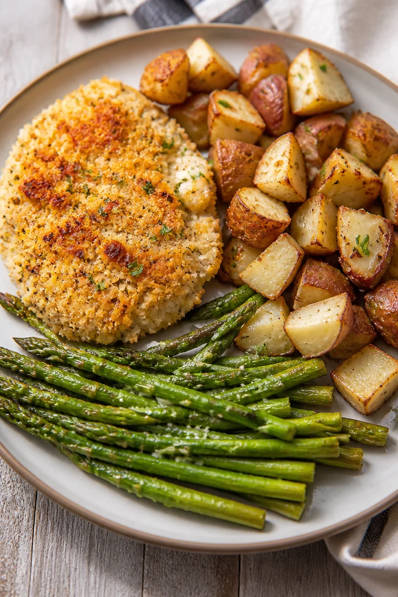 Parmesan Crusted Chicken Sheet Pan Dinner